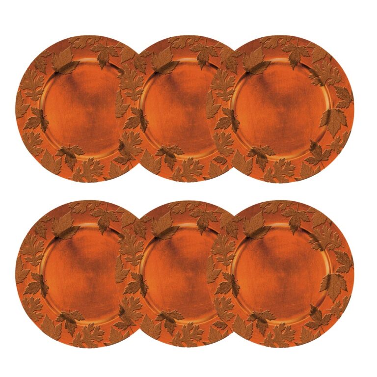 Round Embossed Holiday Decorative Charger Plates, 14 Inches Round, Set