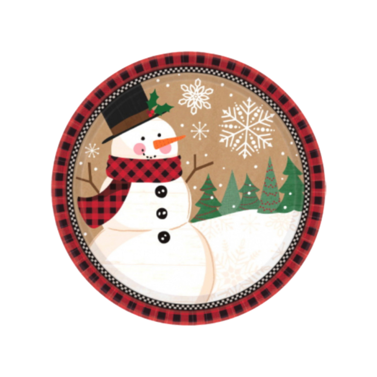 Disposable Christmas Holiday Paper Plates and Luncheon Napkins, Set of